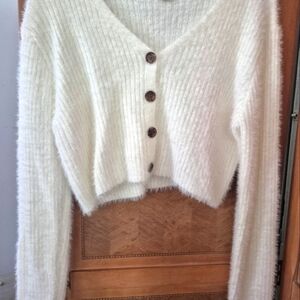 Gorgeous Cream Button-Up Women's Cardigan